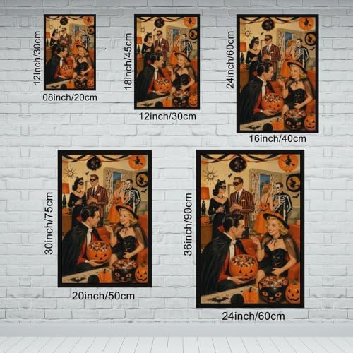 Halloween Retro Canvas Wall Art Spooky Season Decor Spooky Party