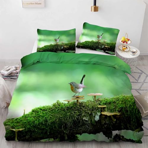 Housse de couette 240 x 260 OiseauVert en microfibre douce à fermeture éclair