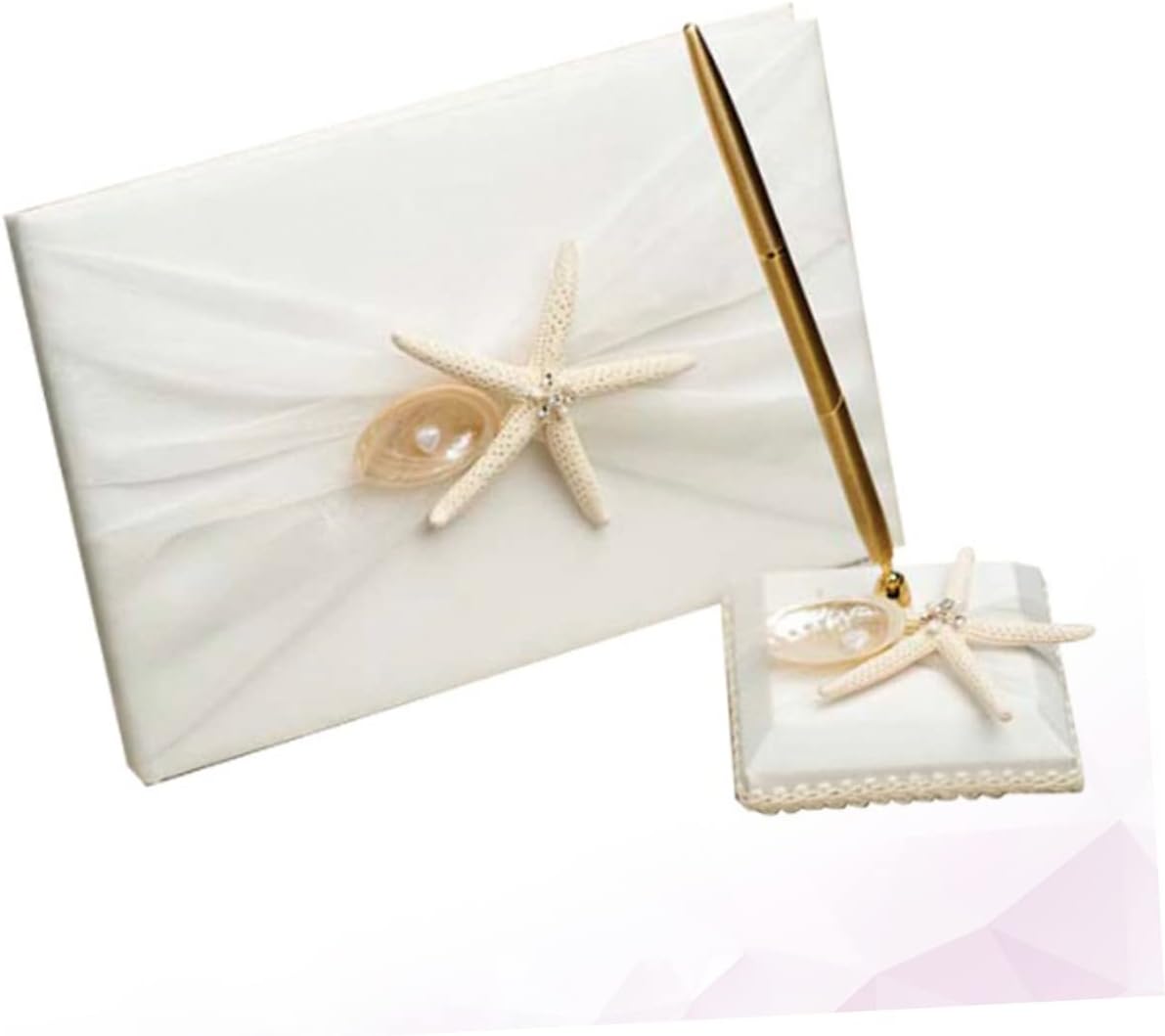 Mobestech Beach Style Guest Book for Wedding Ceremony DIY Sign in Book with Pen Holder for Engagements Capture Memories at Your Special Day