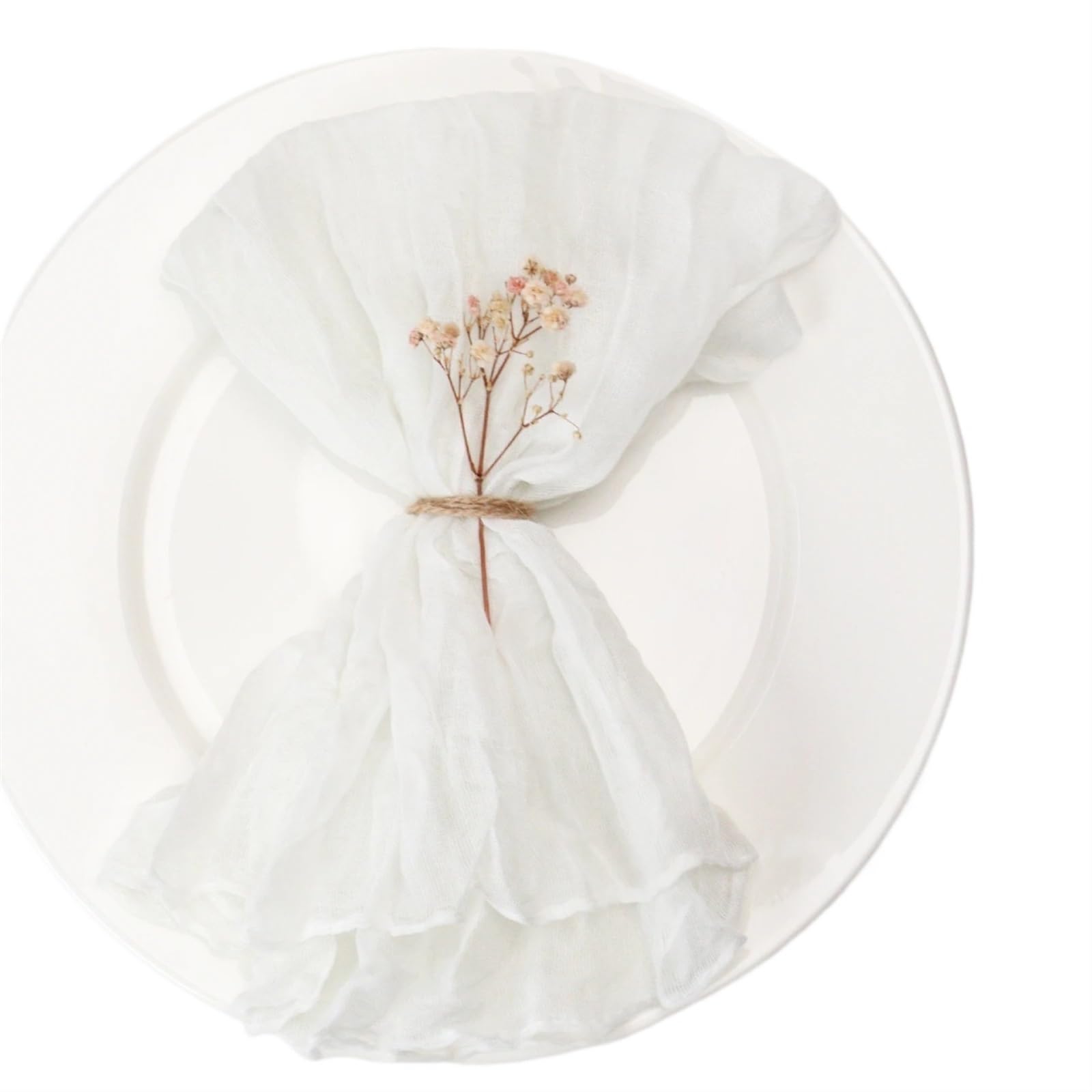 serviettes napkins 12pcs, Handmade Cheesecloth Napkins - Rustic Table Decor for Parties, Weddings, and Family Dinners for dining wedding party everyday home(White)