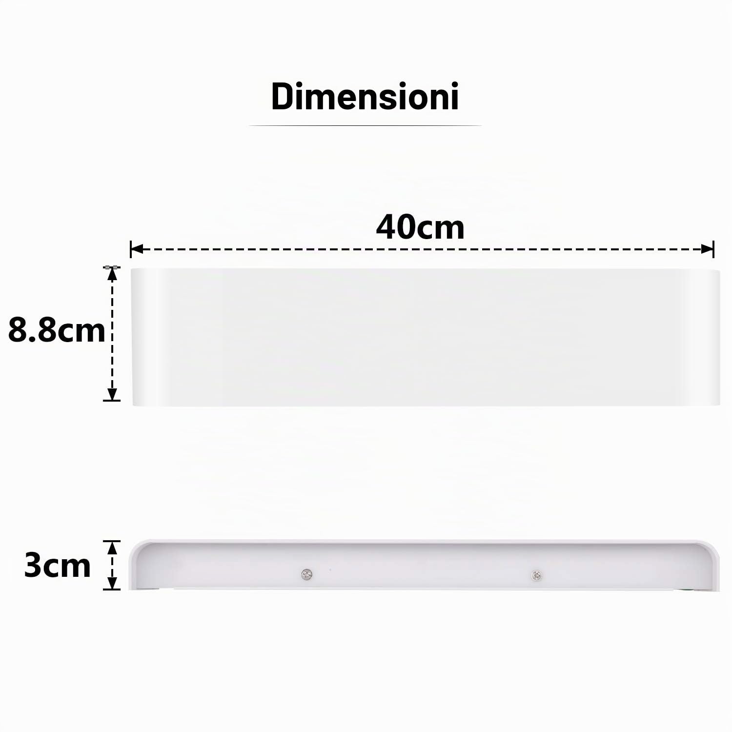 Lightess 18W Applique da Parete Interno, 40 CM Lampada da Parete Interno Illuminazione, Applique Camera da Letto Moderna Luce Bianco Caldo 3000K, per Soggiorno, Scale, Corridoio, Portico