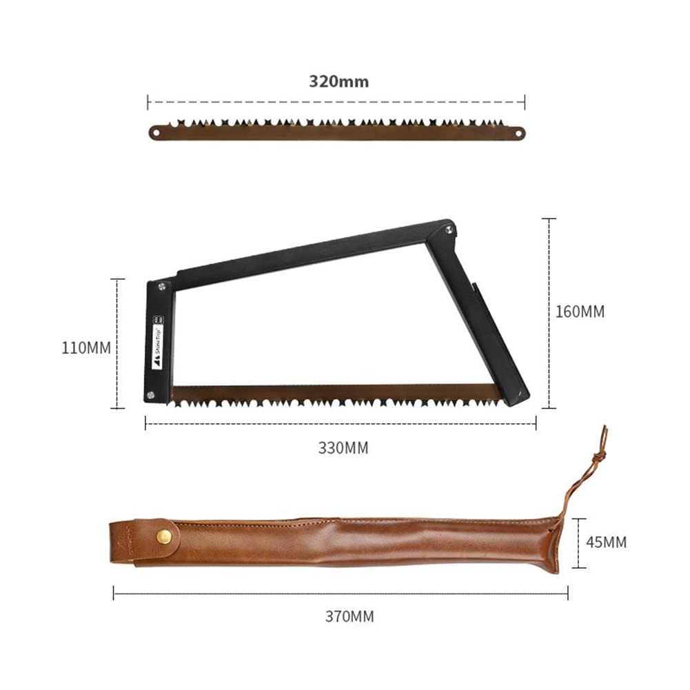 Scie à main pliante - Scie à bois pliable en alliage d'aluminium - Avec pochette de rangement - Argenté