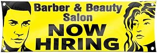 Barber & Beauty Salon Now Hiring Banner (1ft X 3ft) Sign Colorful Vinyl Display Wall Poster Anuncio Peluqueria Belleza