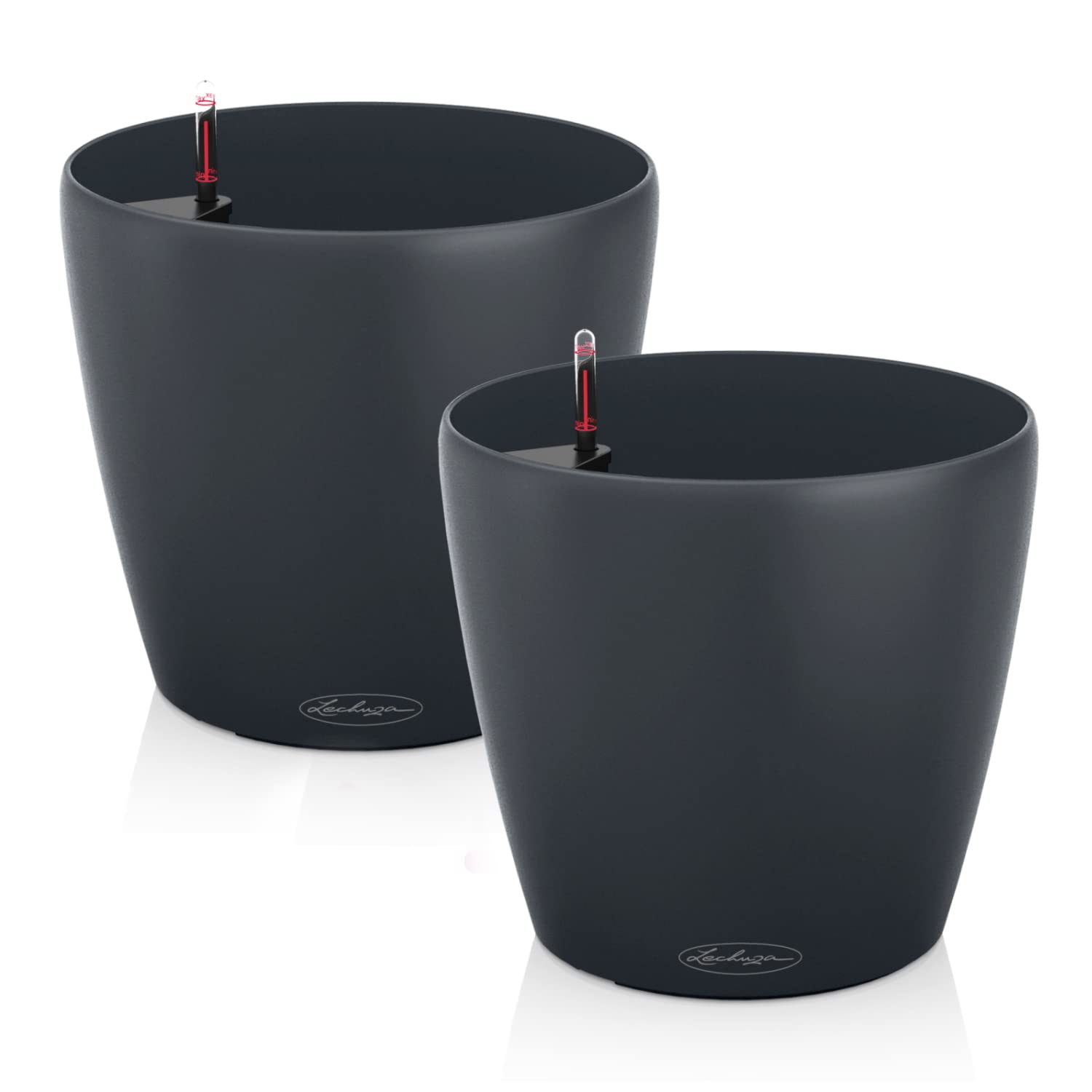 Lechuza CLASSICO Color Self Watering Plant Pots 2 x 28 cm Plant Pot, Slate