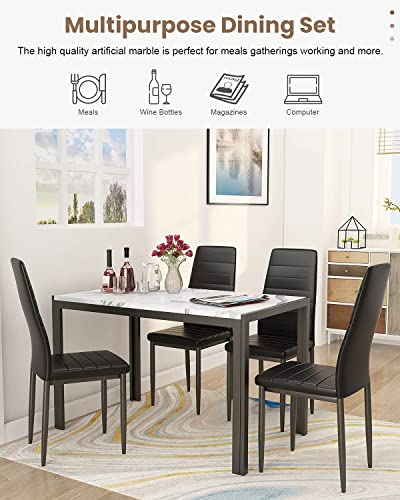 DKLGG-Faux-Marble-Dining-Set-for-Small-Spaces-Kitchen-4-Table-with-Chairs-Home-Furniture