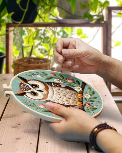 Image of TINDTOP 5 Pack Embroidery Kit for Adult, Embroidery DIY Starter Kit, with Stamped Patterns, Hoop, Tools, Colorful Threads with Needles, Instructions | with Stamped Patterns, Hoop, Tools, Colorful Threads with Needles, Instructions