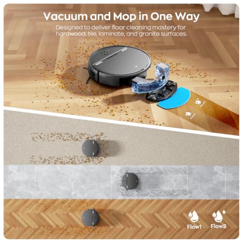 Image of MANVN Robot Vacuum and Mop Combo for Pet Hair, Robotic Vacuum for Hard Floors and Carpets, 2.87'' Ultra-Slim, with 3D Obstacle Avoidance, Wi-Fi /App /Voice Controlled, Self-Charging