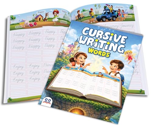 Image of Cursive Handwriting Practice Books [Box Set of 4 Books] | Premium Quality Cursive Writing Book for Kids - Alphabet ABC (Capital & Small Letters), Words & Sentences | Hand Writing Improvement Worksheet