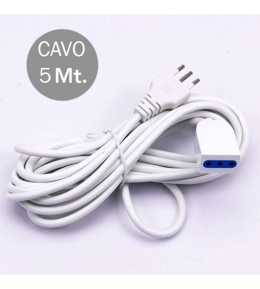 Prolunga Lineare 5mt Spina e Presa 10A, Bianca