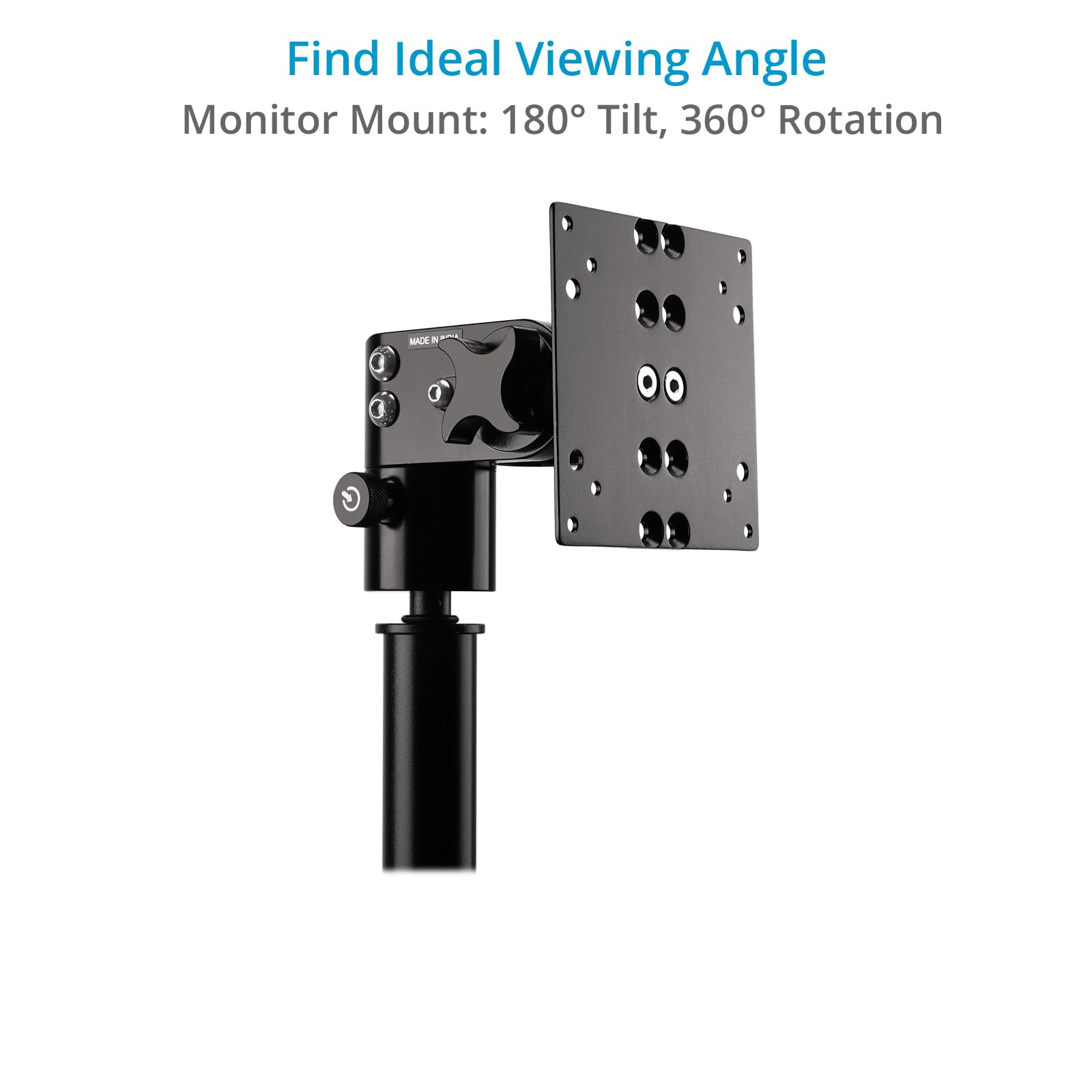 PROAIM Alpha Stand Postazione Mobile con Attacco Monitor e Vassoio | Adatto ad aste 38–50mm con morsetti senza utensili, costruzione in alluminio CNC e supporto rivestito per laptop e case