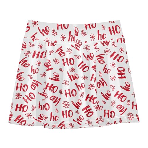 Girls Athletic Skirt 3-12 Years High Waist Tennis Skirts Christmas Ho Ho Ho for Kids Golf Running Dance Skort2