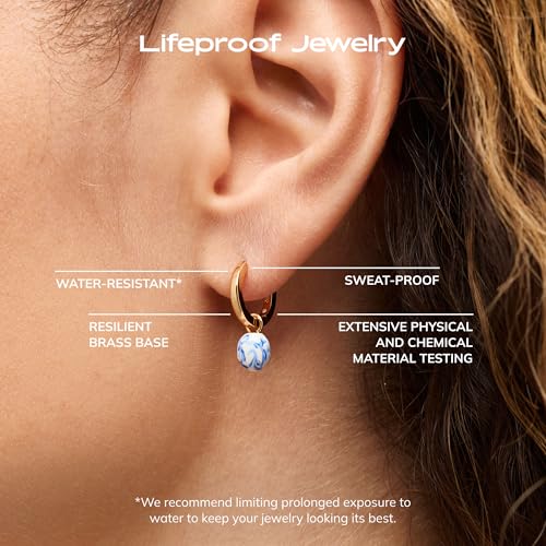 Image of Ana Luisa Frida Pearl Jewelry Huggie Hoops - Medium & Small 14K Gold Plated & Silver Rhodium Plated Drop Hoop Earrings with Freshwater Pearls - 2-in-1 Hypoallergenic Water-Resistant, Tarnish-Free Hoop