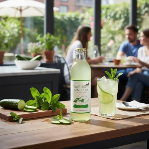 Image of KAALI BILLI Kombucha Cucumber Mint, Pack of 2 | Fermented Tea, All Natural, Gut Healthy Drink | 2 x 250ml | Vegan, Preservative free, Low calorie, Low sugar