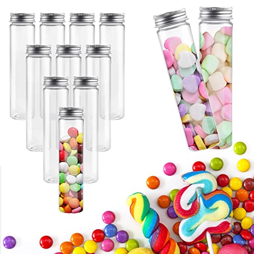 Reforung Lot de 12 Tubes à Essai en Plastique 110ML Transparent Tubes à Essai Bouteille Sensorielle Vide avec Bouchons à Visser Pour Les Bonbons, Les Fêtes, Les Liquides, Les Sels