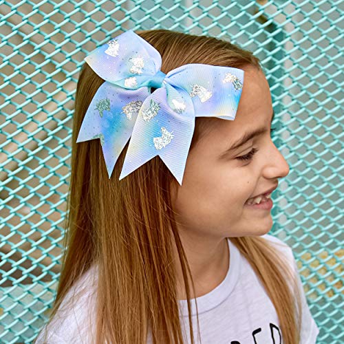Frog Sac Big Hair Bows For Girls, Large Cheer Bow For Kids, Sparkly Cute Little Girl Hair Accessories, 6 Inches Grosgrain Ribbon Child Bow Pack, Birthday Party Favors (Unicorn) #TOP5
