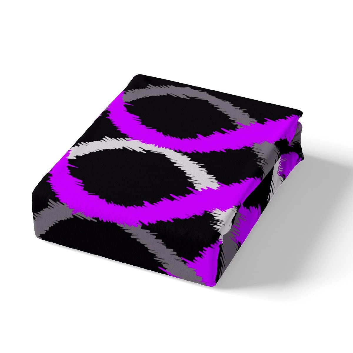 Juego de sábanas geométricas de dos tonos con sábana bajera ajustable de bolsillo profundo, color morado y negro, juego de sábanas de remolino geométrico, juego de ropa de cama retro a rayas, juego d