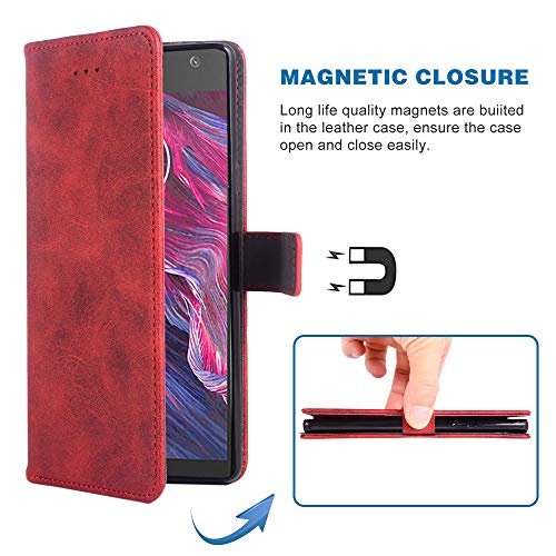 Phone Case For Moto X4 Folio Flip Wallet Case,Pu Leather Credit Card Holder Slots Full Body Protection Kickstand Protective Phone Cover For Motorola Motox4 X 4Th Generation 4X 4 Gen Xt1900-1 Red #TOP3