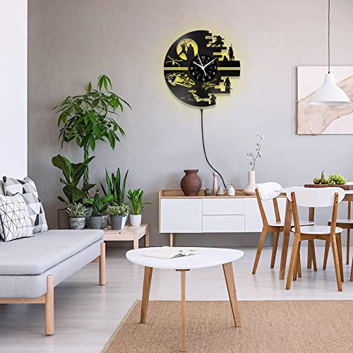 Star Science Fiction Film Themed Clocks, Vinyl Records Wall Clock, Led Light Wall Decor, Stars And Wars Theme Art Wall Decor Vintage Clock Unique Birthday Gifts For Men,Kids #TOP7