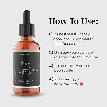 Rennora Hair Growth Serum with Peppermint, Nettle & Rosemary Oil (1 Pack)
