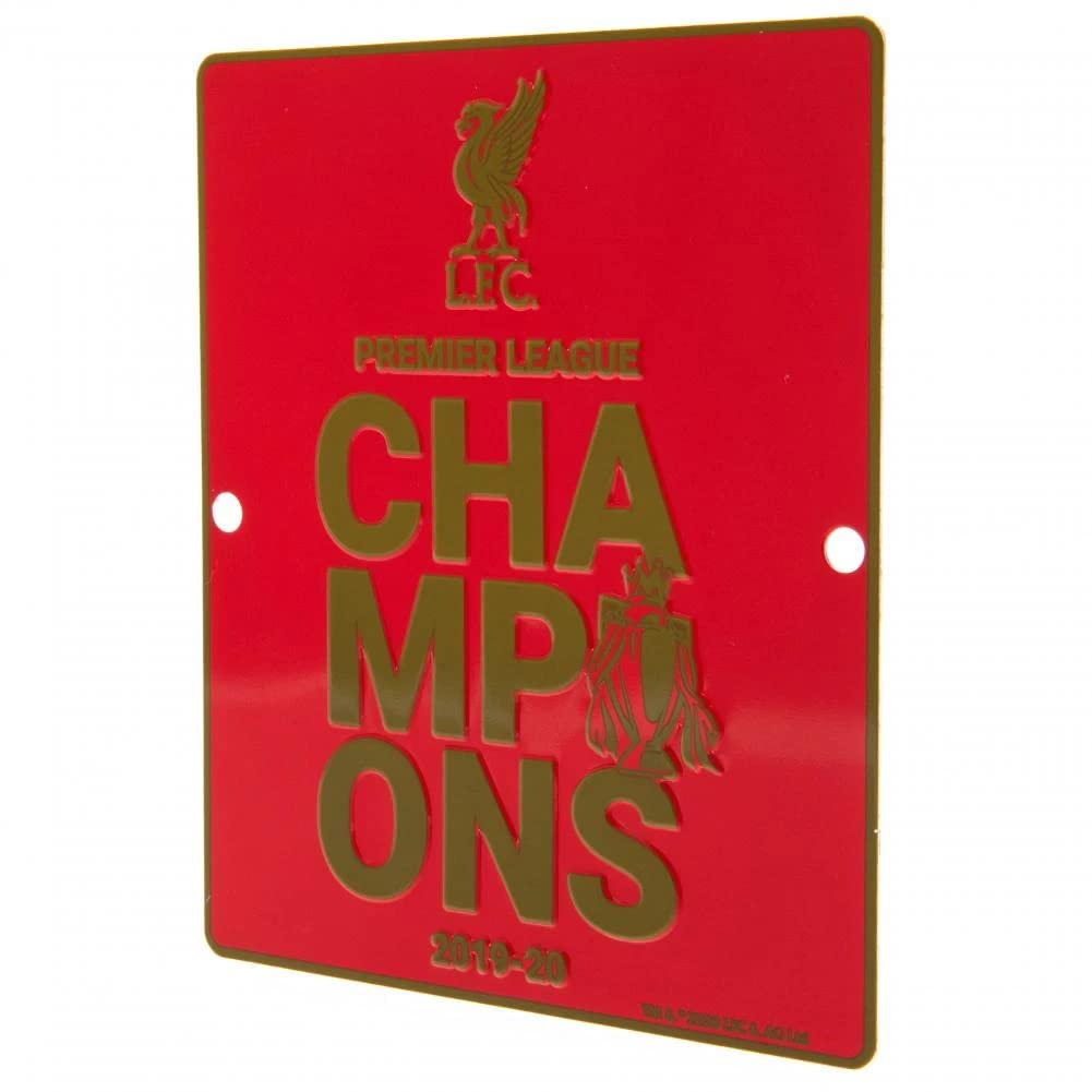 Liverpool FC Premier League Champions Window Sign (One Size) (Red/Gold)