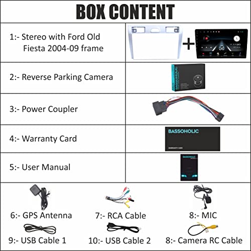 Image of 9 Inches Advanced Android System for Ford Old Fiesta (2004-09) with 2GB /32GB RAM & ROM, Gorilla Glass /Full HD Display /WiFi /GPS /SWC and HD Parking Camera