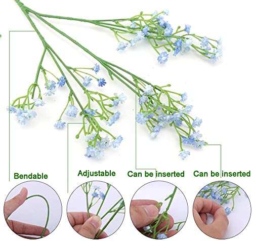 Lylyfan 12 Pcs Babys Breath Artificial Flowers, Gypsophila Real Touch Flowers For Wedding Party Home Garden Decoration Blue #TOP3