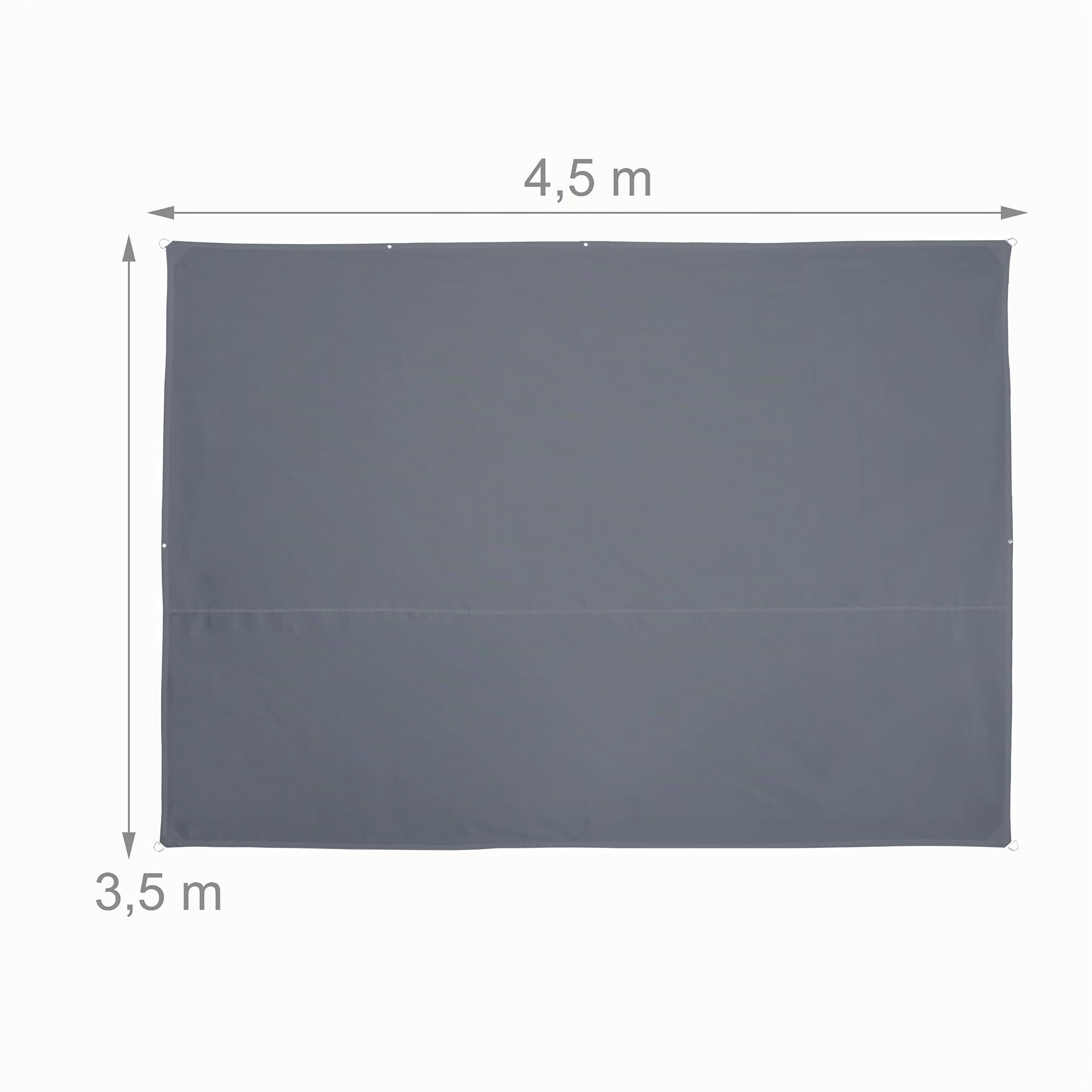 Relaxdays Sonnensegel rechteckig, 3,5 x 4,5 m, wasserabweisend, grau