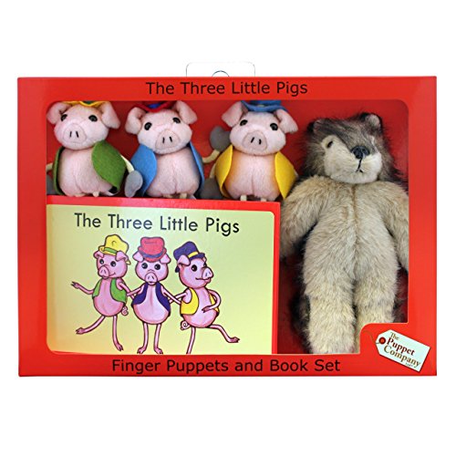 The Puppet Company Traditional Story Sets Three Little Pigs & Wolf Book and Finger Puppets Set
