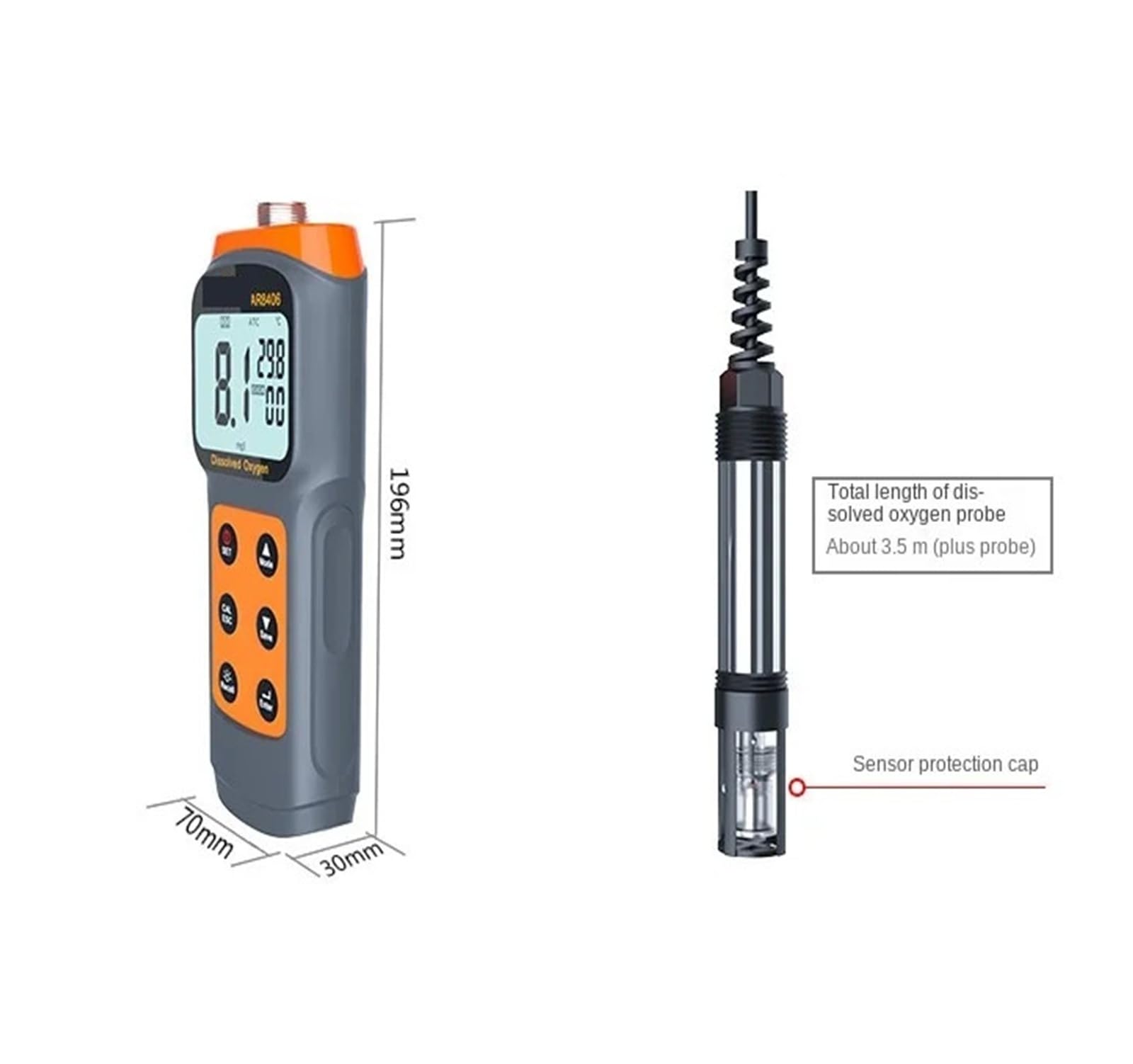 KOSBO Medidor de oxígeno disuelto con Pantalla Digital, comprobador de Calidad del Agua, medición precisa AR8406