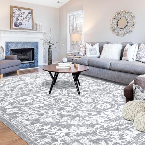 Pauwer Boho Area Rug 5x7 Washable Rugs for Living Room Vintage Non Slip Area Rug Ultra Soft Throw Rugs Carpet for Bedroom Dining Room Dorm