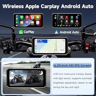 Vtopek CarPlay Moto avec 6,25 Pouces Display Dashcam Moto Carplay Android Auto avec 4K+1080P Double Caméra Navigation GPS Étanche Double Bluetooth Commande Vocale Siri Carte 64GB-TF