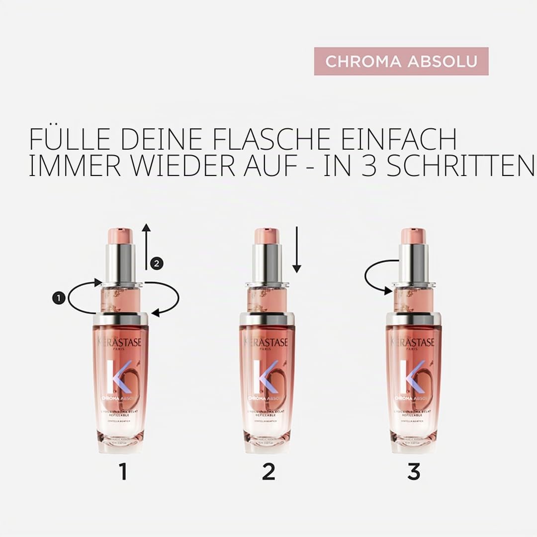 Kérastase Chroma Absolu l’Huile Cicagloss, Aufbauendes Pflege-Öl für coloriertes Haar, Farbe und Glanz verstärkende Haarpflege bei gefärbtem Haar, Nachfüllbarer Flakon, 75 ml