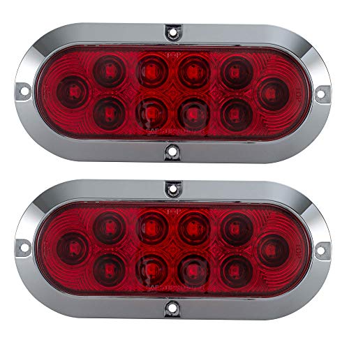 Lámpara LED roja ovalada de 6" para vehículo, 2 unidades miniatura 1