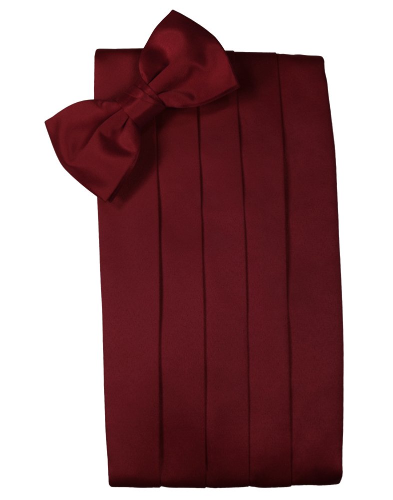 Men's Solid Satin Bowtie and Cummerbund Set, Apple-image-30