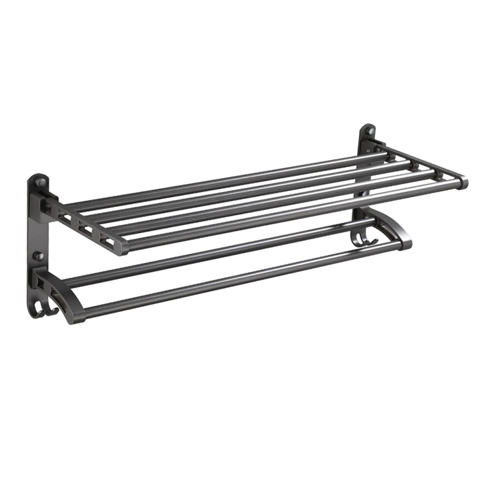 Porte-serviettes de salle de bain pliant en aluminium gris moderne chic 50cm