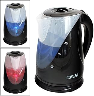 Voche® Black 1.7 Litre 2200W Fast Boil Dual LED Colour Illumination Electric Cordless Jug Kettle - New Improved 2022