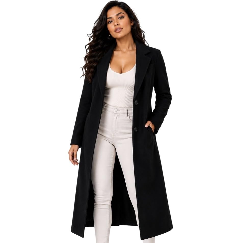 chandre Women's Winter Long Coat, Wool Blend Overcoat for Casual Wear-picture-17