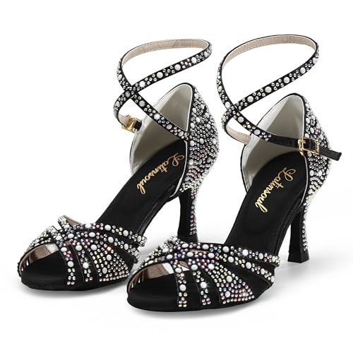 Image of Latinsoul Y205-36 Women's Crystal Rhinestone Latin Dance High Heel Shoes - Stylish Adjustable Strap Design Comfortable Dance Shoes