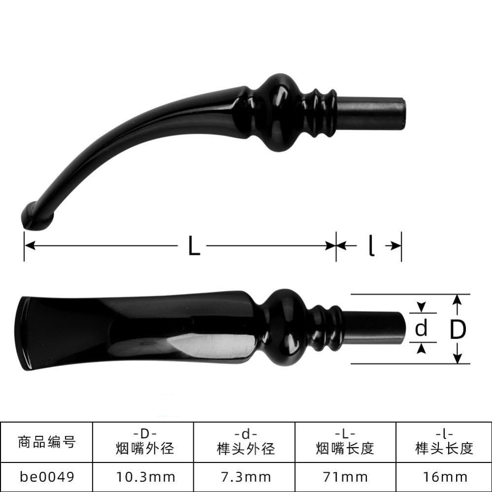Bocchino Conico Piegato di Ricambio per Pipa da Tabacco Fai-da-Te, Adatto a filtri da 3 mm, Stelo in Acrilico Nero, Design a Sella Rotonda,7pcs