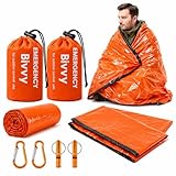 2 Stück Notfall Schlafsack, Überleben Schlafsack,Biwaksack,Wasserdicht Notfalldecke, Erste Hilfe Rettungsdecken, Hitzeabweisend Kälteschutz Wasserdicht mit Pfeife, Survival Ausrüstung für Outdoor