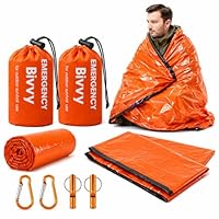 2 Stück Notfall Schlafsack, Überleben Schlafsack,Biwaksack,Wasserdicht Notfalldecke, Erste Hilfe Rettungsdecken, Hitzeabweisend Kälteschutz Wasserdicht mit Pfeife, Survival Ausrüstung für Outdoor
