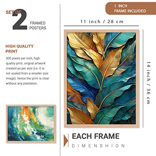 Image of kotart Aesthetic Modern Wall Decor Paintings with Frame for Home Decoration - Painting for Living Room Bedroom - Painting for Wall Decoration (14 x 18 inch) Set of 4 (Classic Wall Painting, 9)