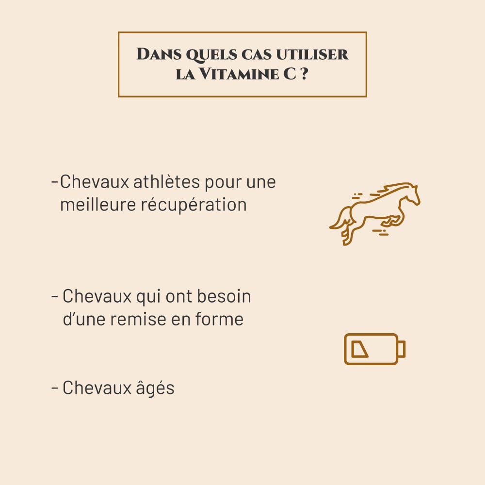 Vitamine C - Complément nutritionnel Cheval - Pot 1 kg - Force, Energie, Résistance - Antioxydant - Marque Française