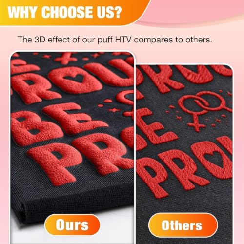Image of VinylRus Puff HTV Heat Transfer Vinyl Roll, Red, 12 inch x 6FT