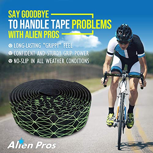 image for ALIEN PROS Bike Handlebar Tape Carbon Fiber (Set of 2) Black Green - E
