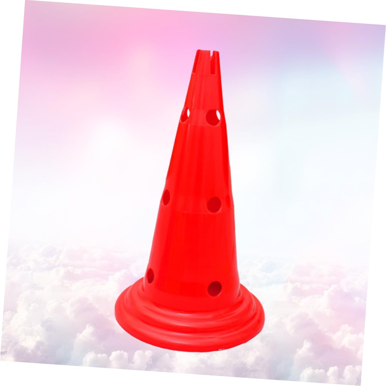 HEMOTON Cônes D'entraînement De Football avec Trous 50 Cm, Plastique Solide, Coupe-Vent, Lot de Marquage Rouge, pour Entraînement Sportif Et Barrage Routier