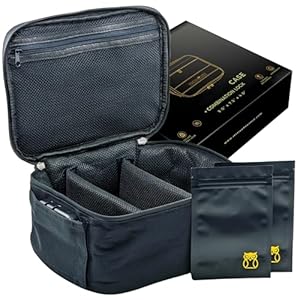 Lockable Smell Proof Bag With Combination Lock – Large Tobacco Pipe Lockbox 9” x 7.5” x 4” Size Holds Up To 3 Ounces, Plus x2 Resealable Bags, Lockable Odorless Storage Bag Organizer Case