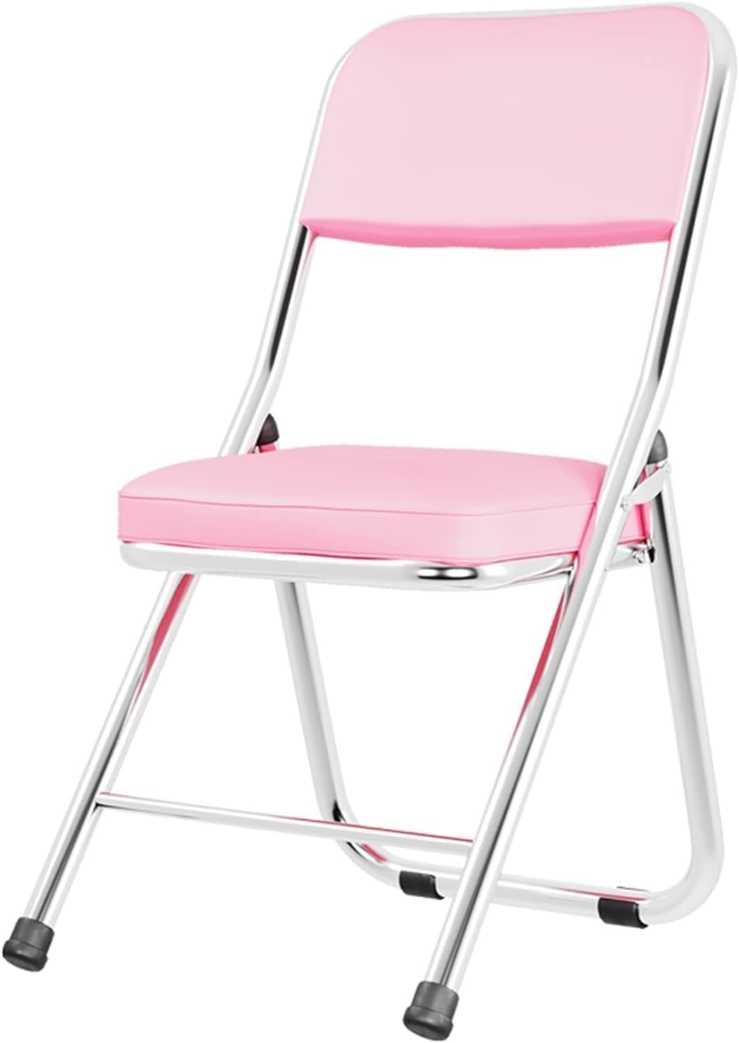Portable Metal Frame Folding Seat with Back Support Compact and Stylish Folding Chair(Pink)