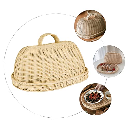 SHOWERORO 1 conjunto de acessórios de capa de comida de vime, prato de servir, utensílios de cozinha