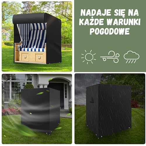 riijk Odporny na warunki zimowe pokrowiec ochronny na kosz plażowy z wytrzymałej tkaniny Oxford 600D | pokrowiec na meble ogrodowe | pokrowiec na kosz plażowy wodoszczelny i odporny na promieniowanie